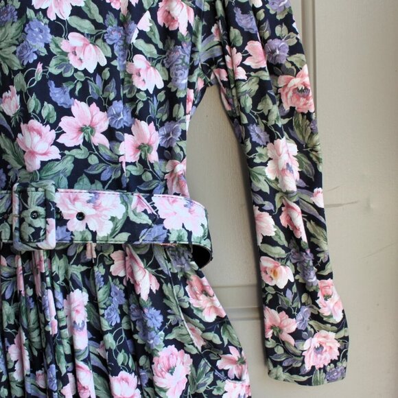 Vintage Stuart Alan Dress Women's Size 10 Floral Long Sleeve - Picture 3 of 10